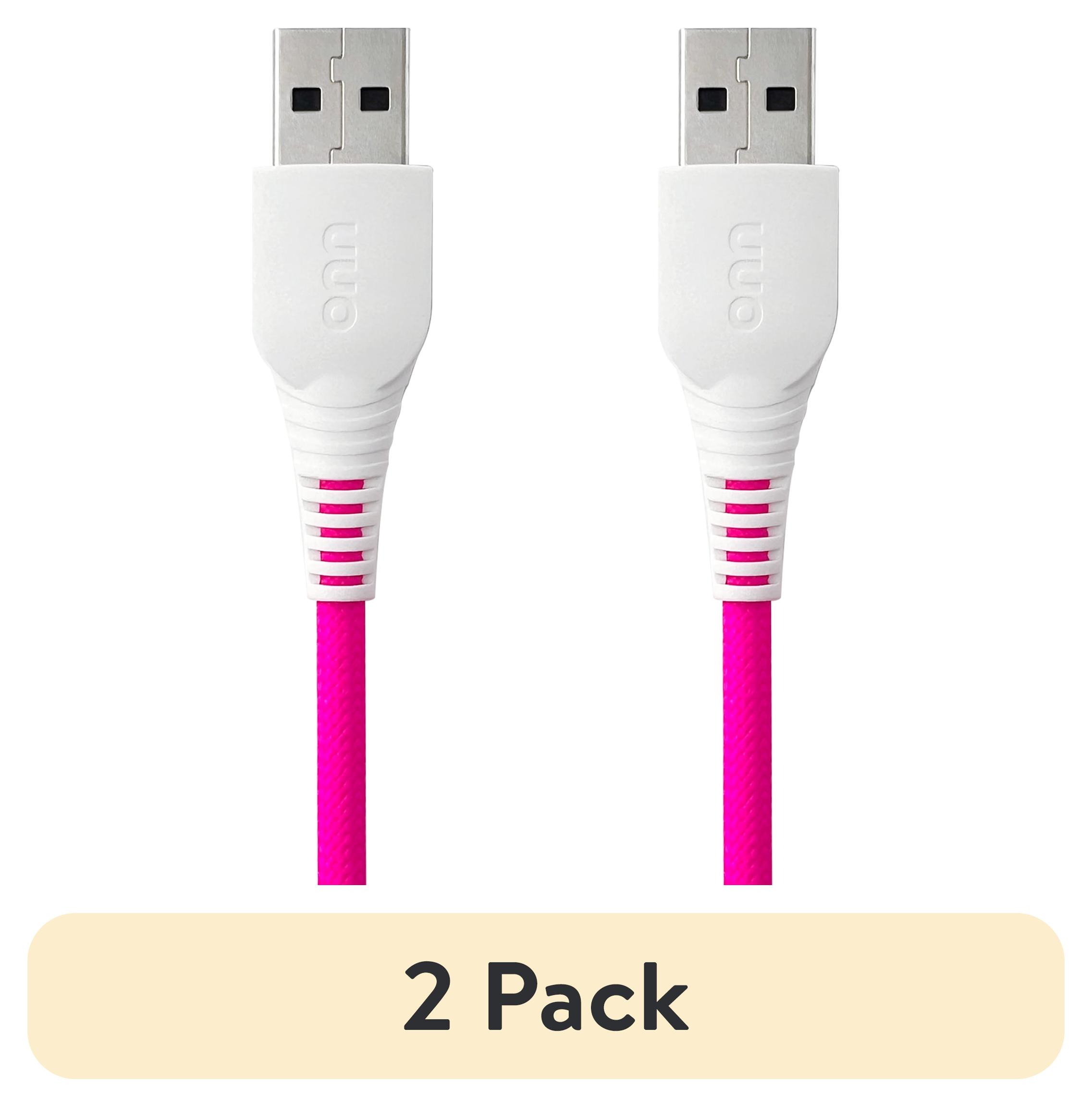(2 pack) onn 6ft Lighting to USB-A Braided Cable, MFI Certified, Pink Ombre - Compatible with iPhone 14/13/12/11/X/XR/XS/8/7/6/5, iPad, Airpods and more