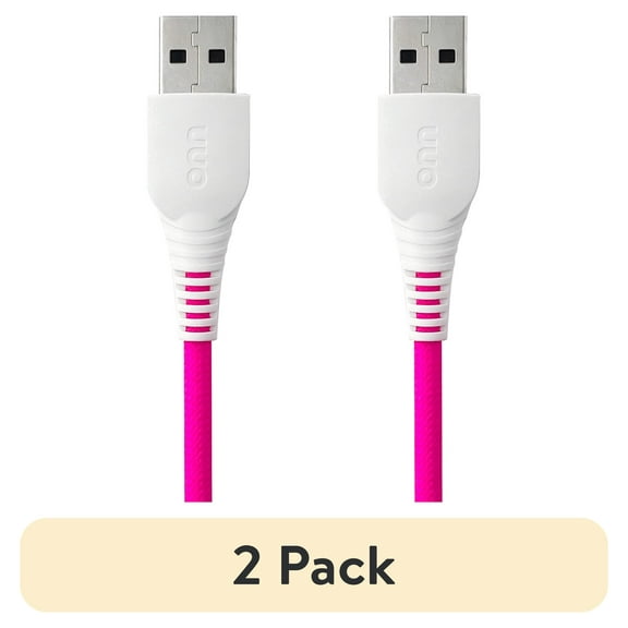 (2 pack) onn 6ft Lighting to USB-A Braided Cable, MFI Certified, Pink Ombre - Compatible with iPhone 14/13/12/11/X/XR/XS/8/7/6/5, iPad, Airpods and more