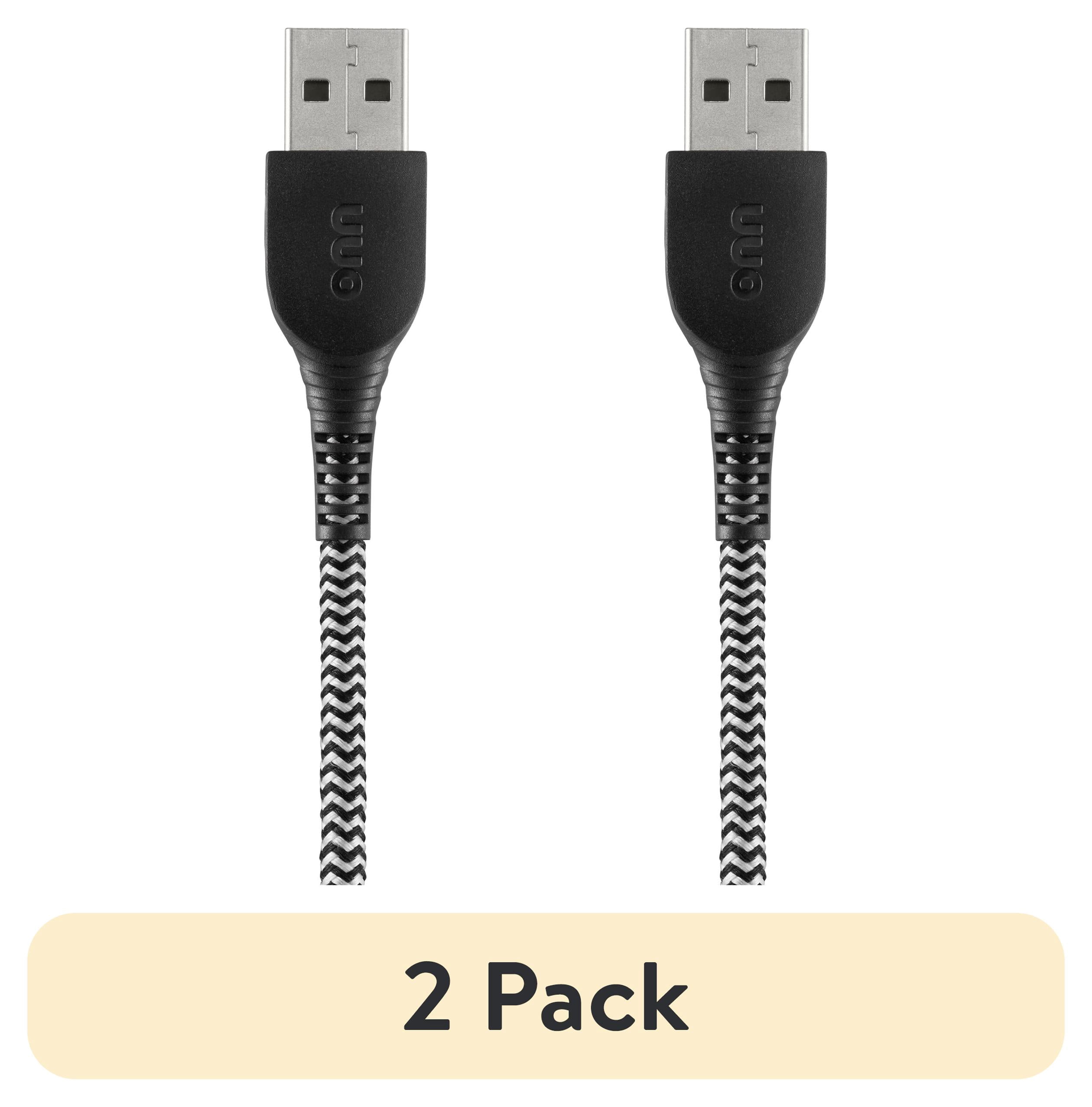 (2 pack) onn 6ft MFI Certified Lightning to USB-A Braided Charging Cable - Black