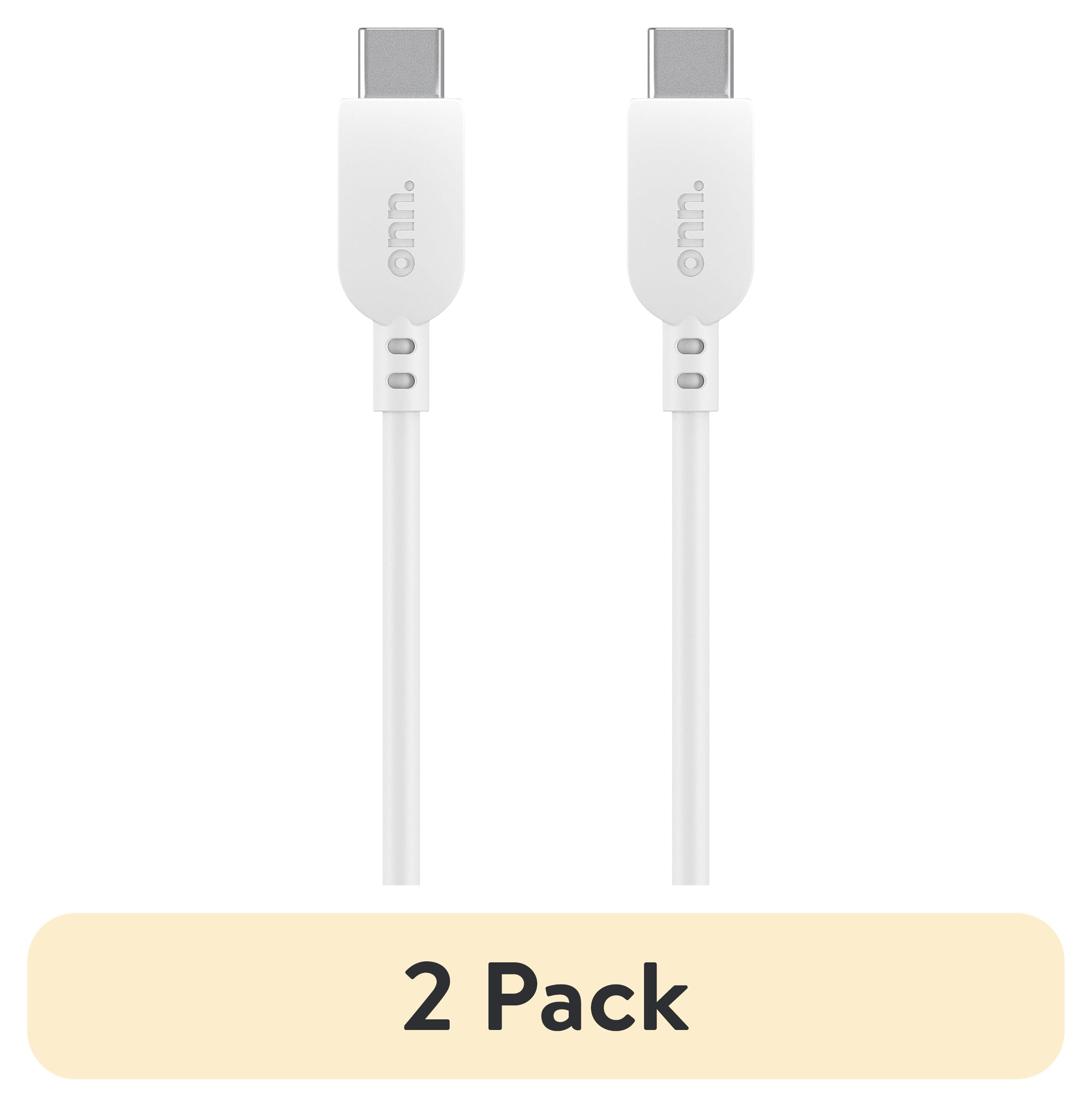 (2 pack) onn USB-C to USB-C Charging Cable 6ft Fast Charging USB-IF Certified White