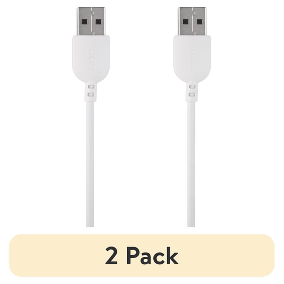 (2 pack) onn USB-C to USB-A Charging Cable, 6 ft, USB-IF Certified, for iPhone 15/16/17 and Galaxy Devices, White