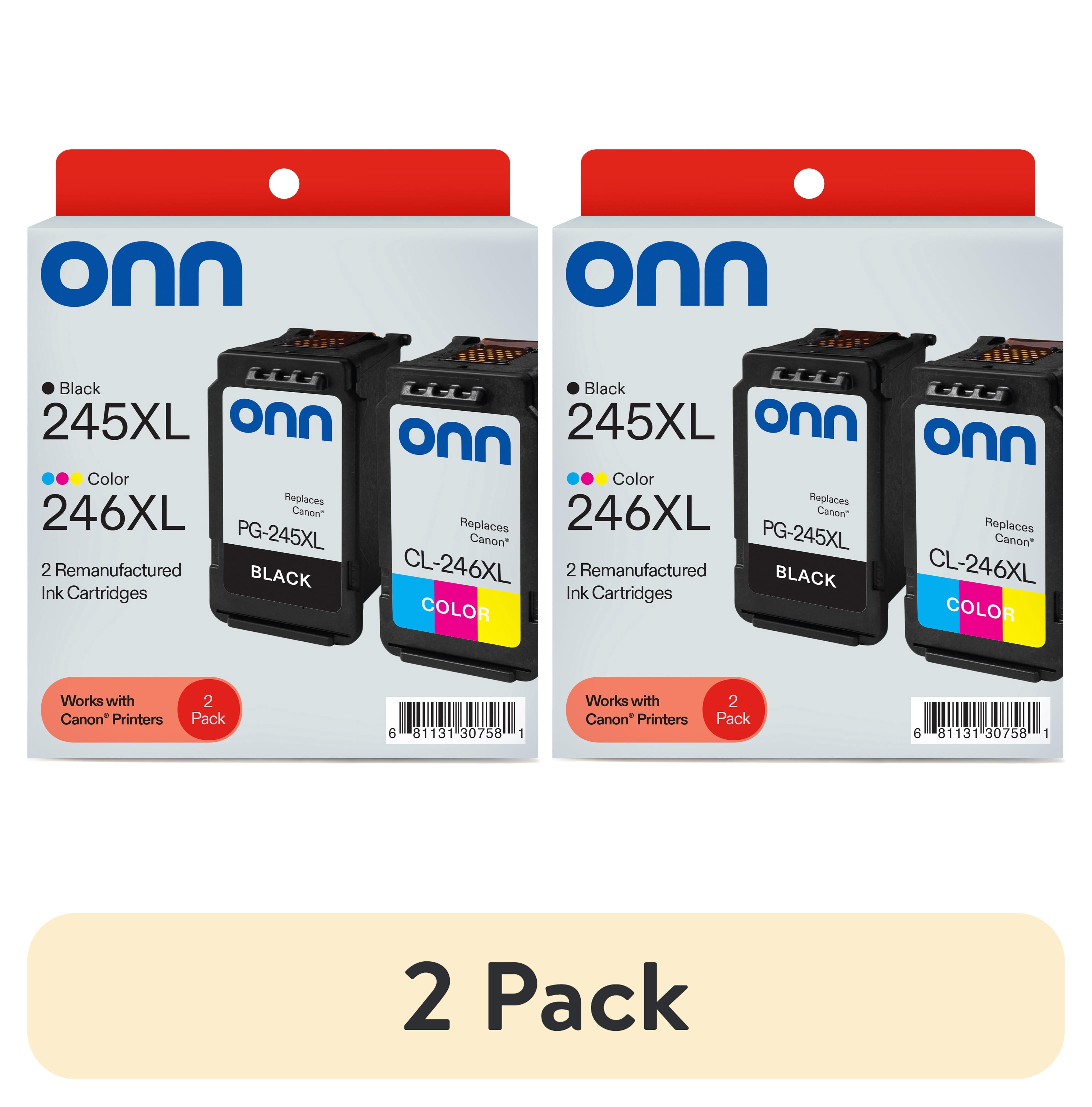 (2 pack) onn Canon PG-245XL/CL-246XL High Yield Black and Color, 2 Pack Ink Cartridge(Remanufactured)