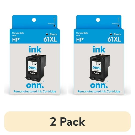 (2 pack) onn Ink Cartridge, HP 61XL Black