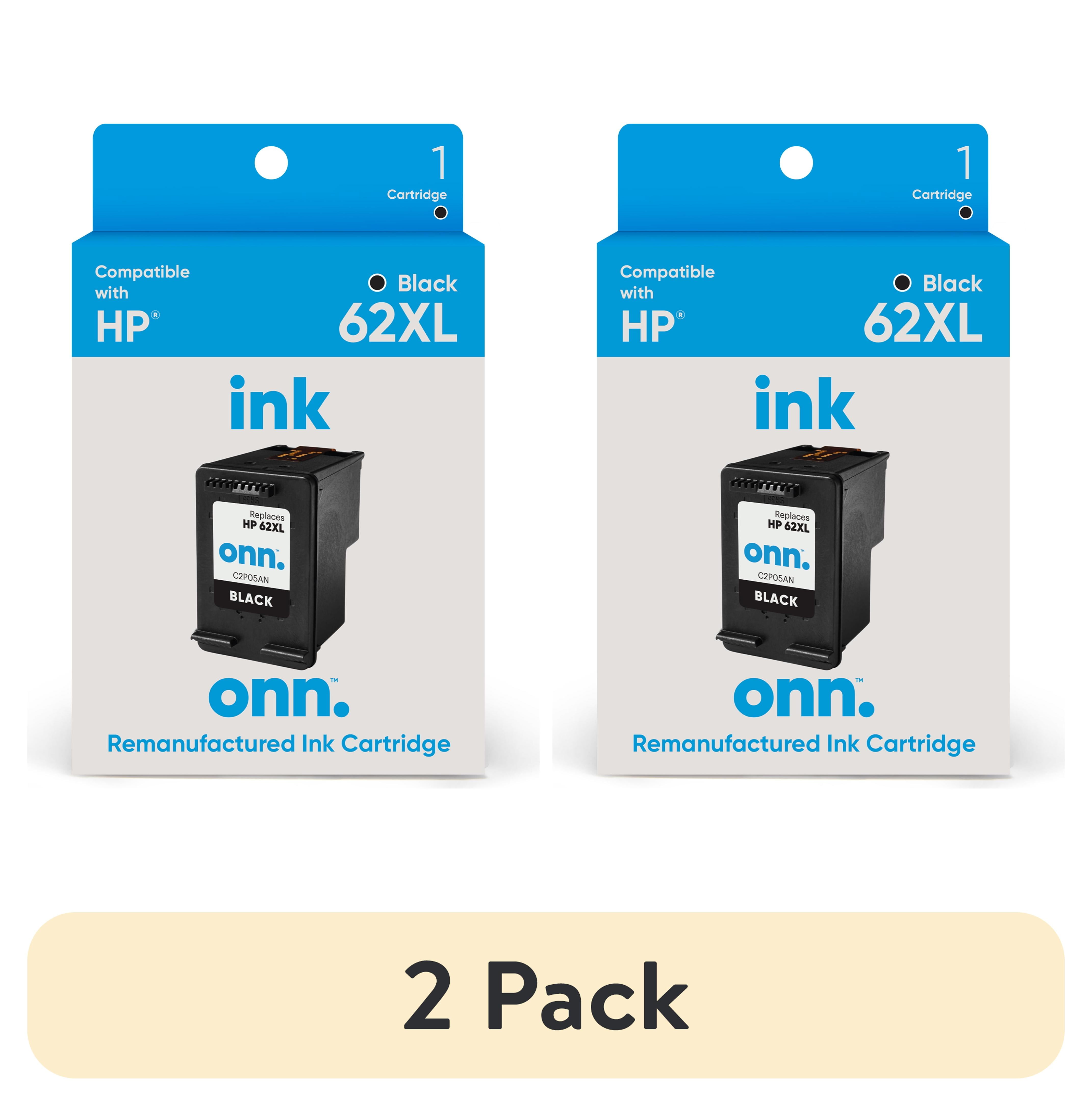 (2 pack) onn Ink Cartridge, HP 62XL Black