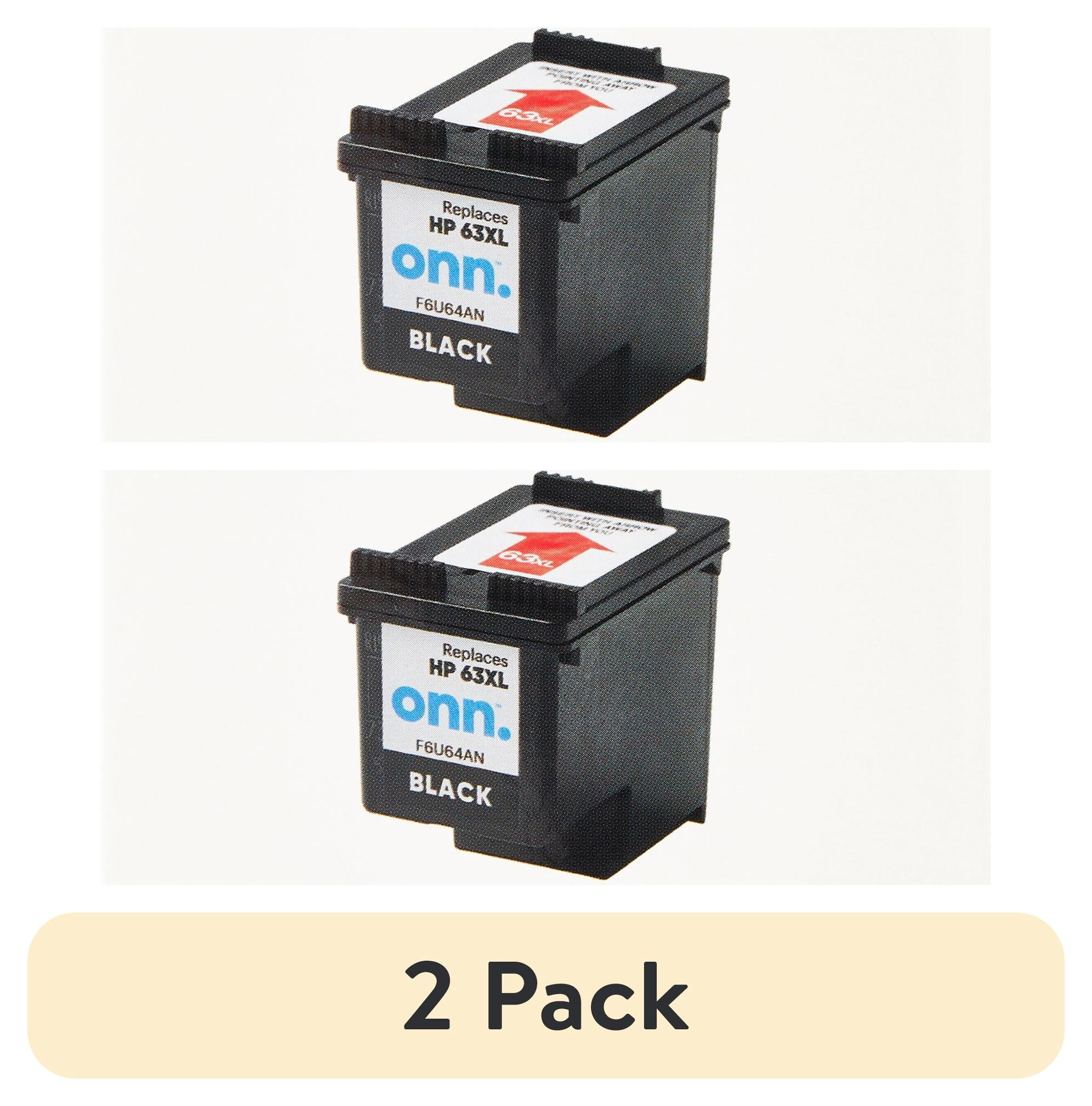 (2 pack) onn Ink Cartridge, HP 63XL, Black