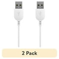 thumbnail image 1 of (2 pack) onn 3ft Lightning to USB Charging Cable, MFI Certified, Soft Touch Material, White - Compatible with iPhone 14/13/12/11/X/XR/XS/8/7/6/5, iPad, Airpods and more, 1 of 8