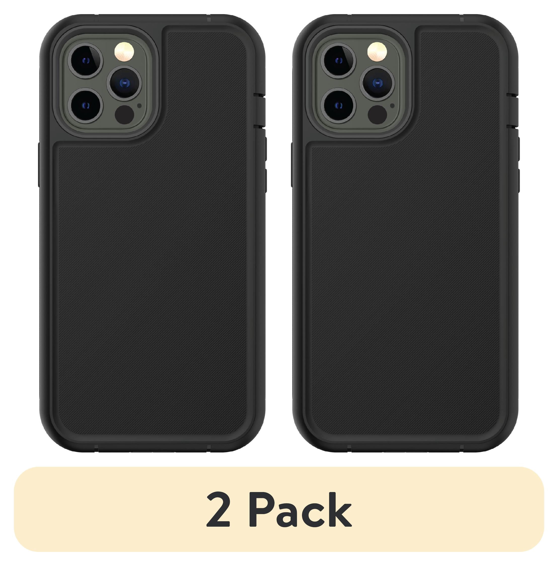 onn. Rugged Phone Case with Holster for iPhone 12 Pro Max - Black