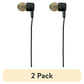 (2 pack) Onn Wired Earphones with Mic and 3.5mm Plug in Black - High-Quality Sound and Comfortable Silicone Ear Tips