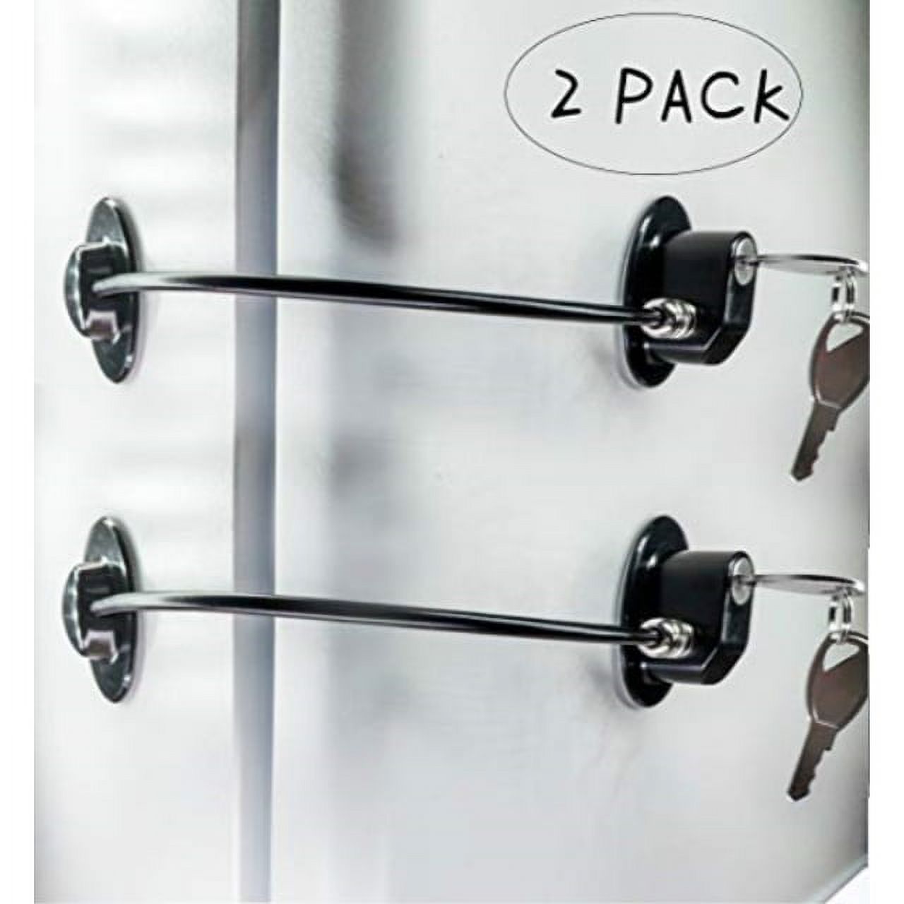 2 pack refrigerator door locks with 4 keys, file drawer lock, freezer door  lock and child safety cabinet locks by rezipo black 