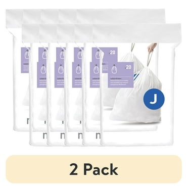 (2 pack) simplehuman Code J Custom Fit Drawstring Trash Bags in Dispenser Packs, 100 Count, 30-45 Liter / 8-12 Gallon, White