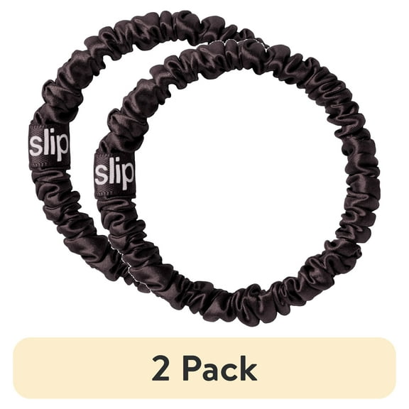 (2 pack) slip pure silk skinny scrunchie - black