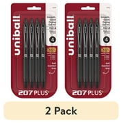 (2 pack) uniball™ 207 Plus+ Retractable Gel Pens, Medium Point (0.7mm), Black, 4 Pack