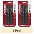 thumbnail image 1 of (2 pack) uniball™ 207 Plus+ Retractable Gel Pens, Micro Point (0.5mm), Black Barrel, Black Ink, 4 Pack, 1 of 8