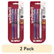 2 pack uniball Gel Impact Gel Pens, Bold Point, 1.0mm, Violet/Pink/White Ink, 3 Count