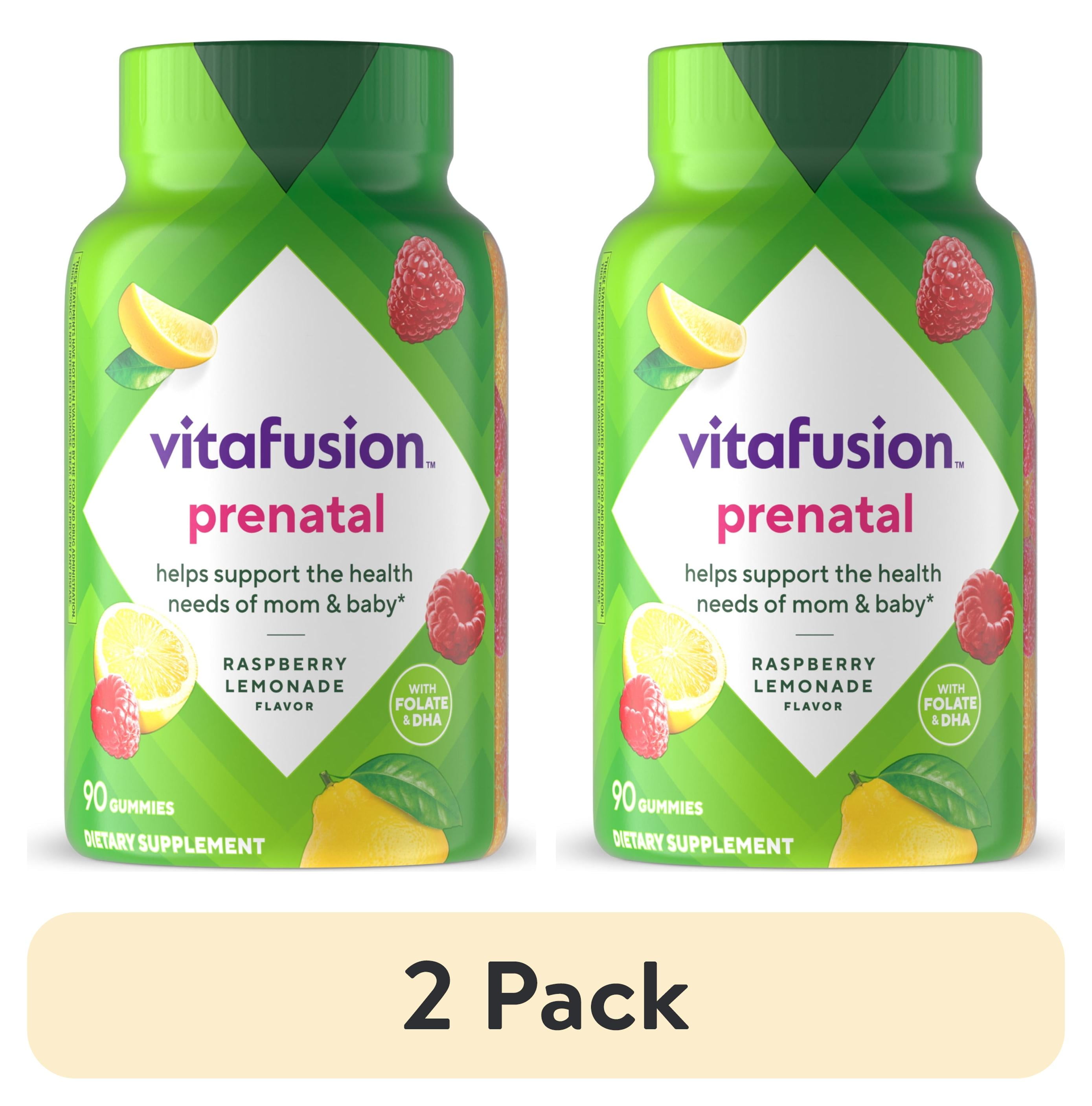 (2 pack) vitafusion PreNatal Gummy Vitamins, Raspberry Lemonade Flavored, Pregnancy Vitamins for Women, 90 Ct