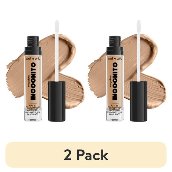 (2 pack) Wet n Wild Mega Last Incognito All-Day Full Coverage Concealer Makeup, Medium Neutral
