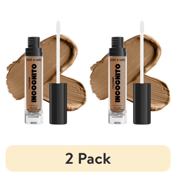(2 pack) wet n wild MegaLast, Incognito, All-Day Full Coverage Concealer, 1114053 Tan Deep, 1.12 oz (31.75 g)