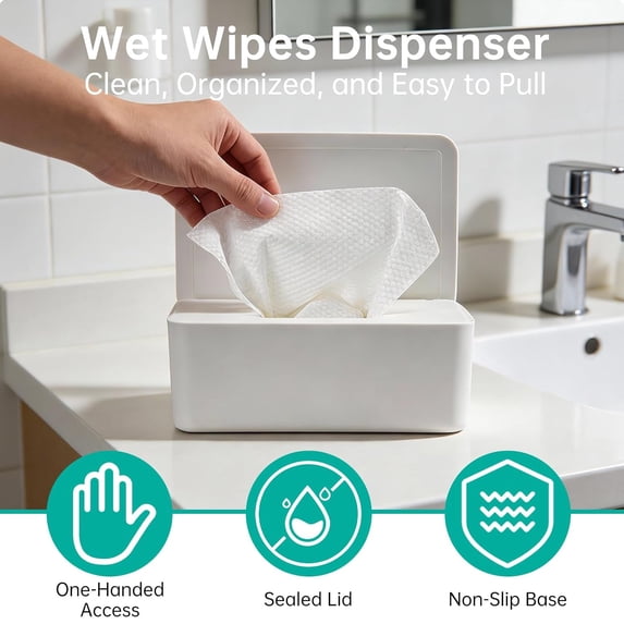2-pack wet wipe dispenser compatible with Cottonelle refills, flushable wet wipe container, covered wet wipe tray keeps wipes fresh, refillable wet wipe box, dustproof and slip-resistant