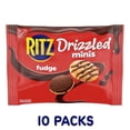 thumbnail image 1 of 2 packs-RITZ Drizzled Minis Fudge Crackers, Bulk Lunch Snacks for Kids and Adults, 10 - 0.9 oz Snack Packs, 1 of 1