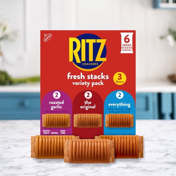 2 packs-RITZ Fresh Stacks Variety Pack, 3 Flavors, Travel Snacks, 8.85 oz (6 Multi Snack Packs)