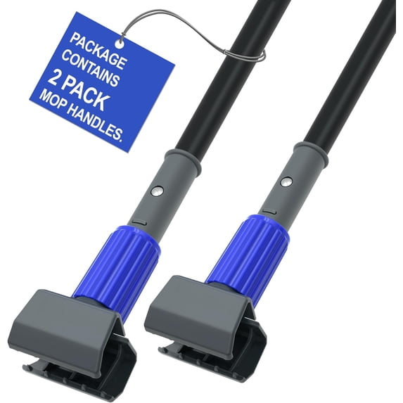 2 packs of commercial heavy-duty mop rods, 57.5 inches long, industrial rope mop stick replacement rods, with upgraded clamps, for floor cleaning (blue)
