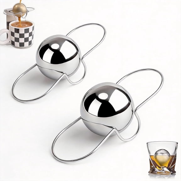 2 packs of cooling balls, reusable metal ice cubes, stainless steel frozen ice balls for coffee, whiskey and more beverages, birthdays, Valentine's Day, Christmas (22.2 inches)