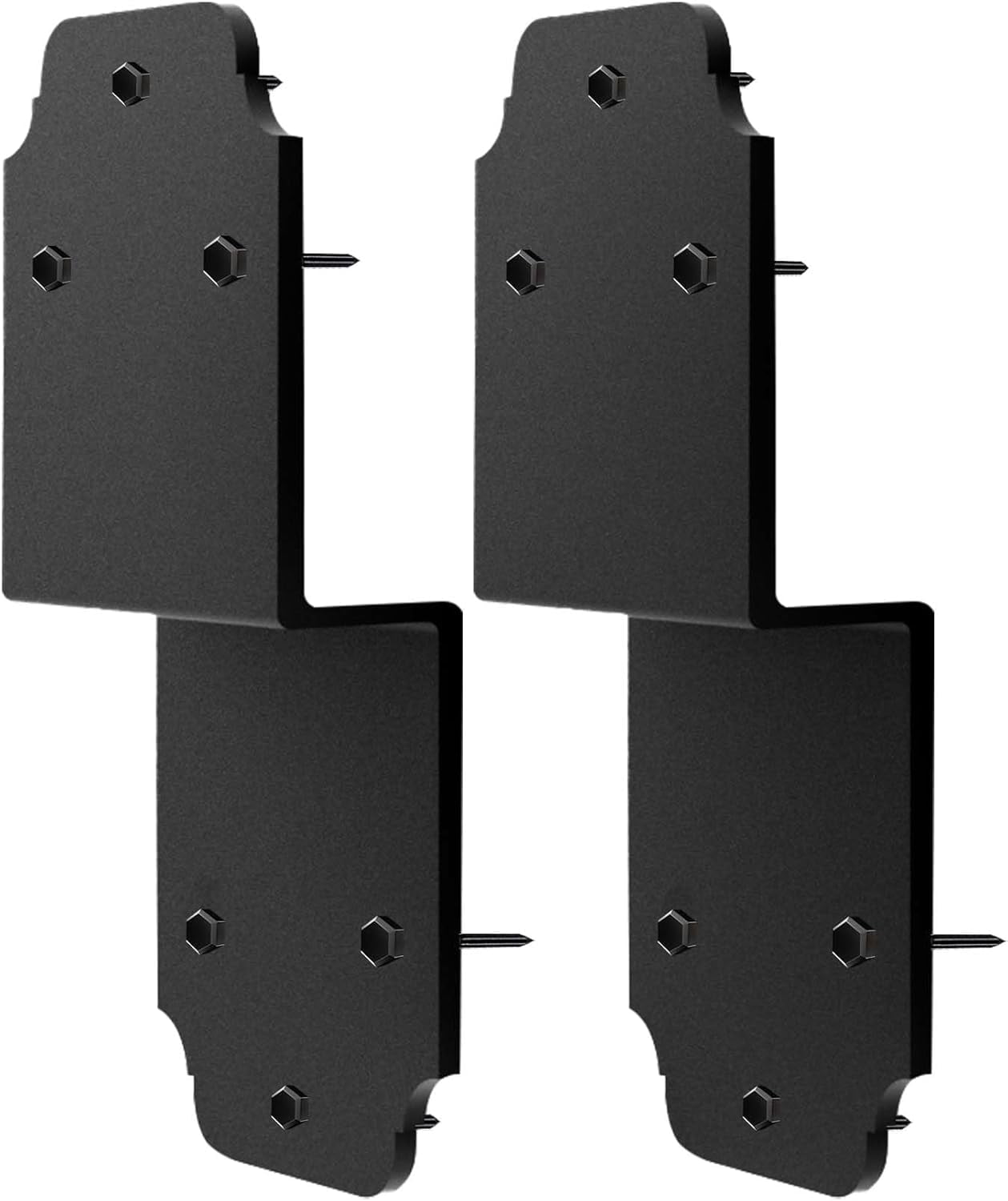 2 packs of heavy-duty gazebo brackets black type brackets, 6 inch steel angle beam connectors, used for wood project deck frame structure fence repair column to beam connectors