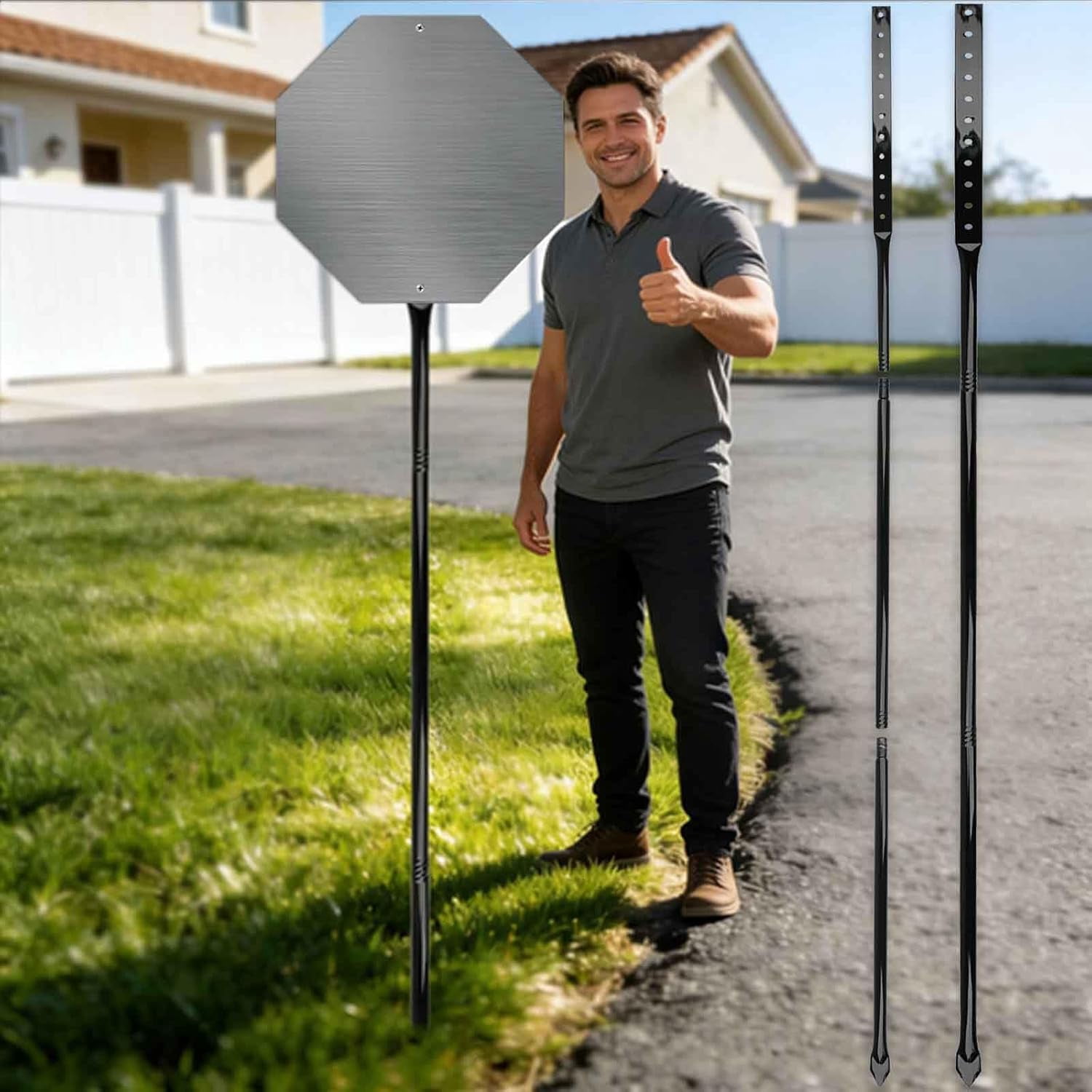 2 packs of heavy-duty metal yard stakes - 52-inch rust-resistant steel sign stakes, suitable for real estate, elections, event signage (includes hardware)