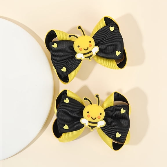 2 packs of cute bee pattern bow hair clips | Mini love decorative hair clips suitable for Valentine's Day gifts