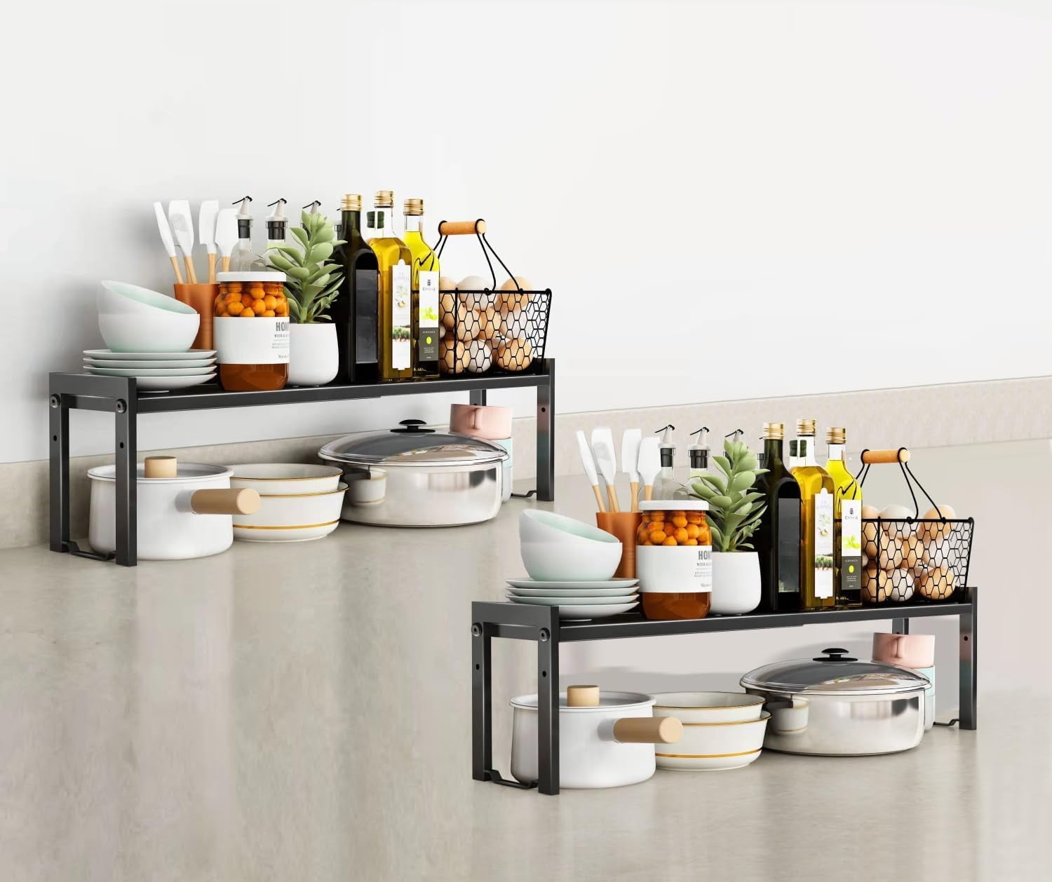 2 packs of expandable cabinet rack organizer 16-26 