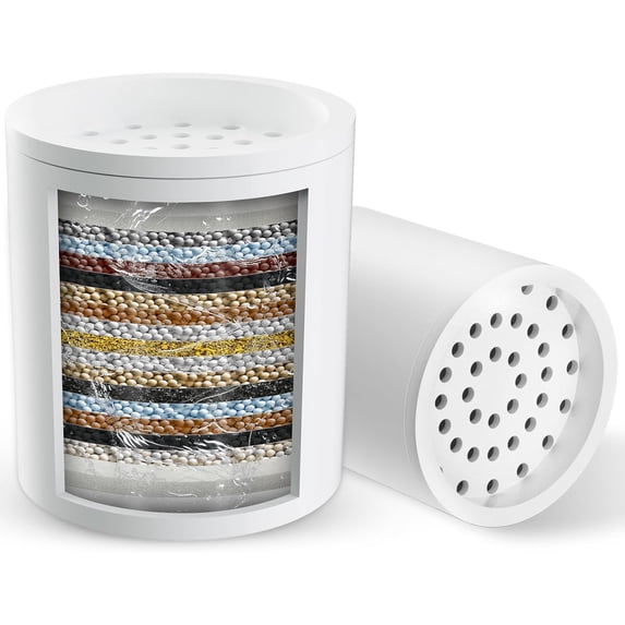 2 packs of shower filter replacement cartridges, high output shower filter suitable for hard water, removes chlorine and fluorides, reduces dry itchy skin and eczema, 20-level shower water filter