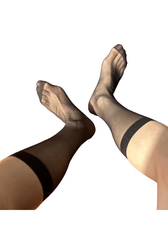 2 pair(4pcs) Mens Nylon Sheer Suit Sock Business Dress Socks with Reinforced Toe Solid Plain Thin Formal Dress Stockings