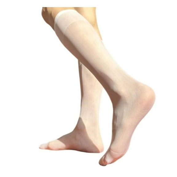 2 pair(4pcs) Mens Thin Dress Socks Silk Sheer Formal Business Socks Soft Over the Calf Suit Socks Wide Striped Long Stockings