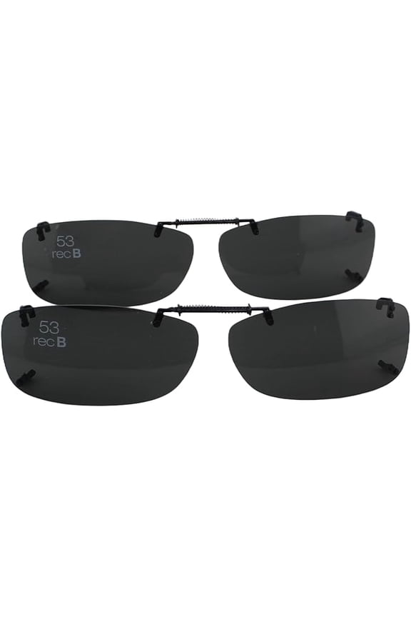 2 pair 53 rec B solar shield clip-on polarized sunglasses