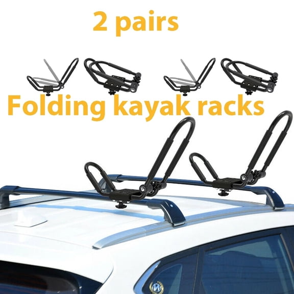 2 pair Folding Canoe Boat Kayak Roof Rack Car SUV Truck Top Mount Carrier J Bar