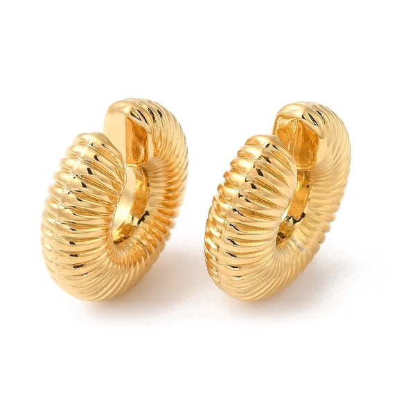 2 pair Rack Plating Brass Textured Round Cuff Earrings Long-Lasting Plated Cadmium Free Lead Free Real 18K golden Plated 29x30x10mm
