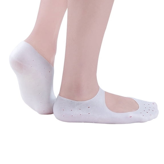 2 pair Silicone Foot Chapped Moisturizing Gel Sock Skin Care Protector Pedicure Health Monitors Relieve Dry Non-Slip , White