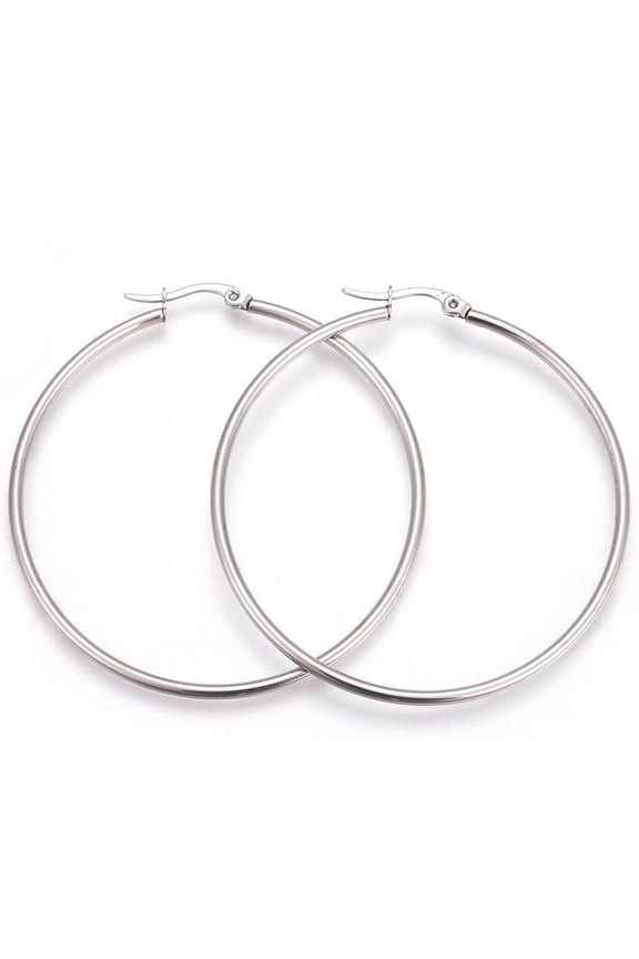 2 pairs 304 Stainless Steel Large Hoop Earrings Circle Big Hoops Earring for Women sterling silver hoops earrings of45mm for DIY