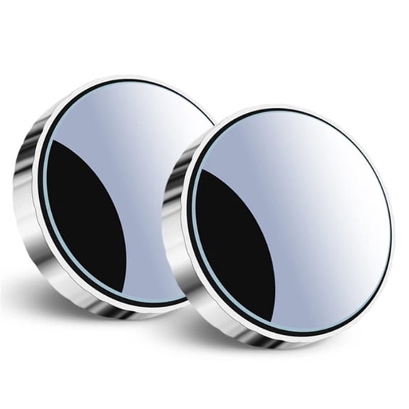 2 pairs Blind Spot Car Mirror, Round Rear View HD Glass 360 Degree Adjustable Wide-angle Suction Cup Design Side Blindspot Convex Universal Fit Automotive Accessories (5.5cm), Silver frame)