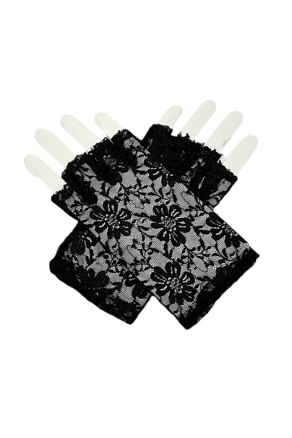 2 pairs Fingerless Lace Gloves for Women Floral Gloves for Valentines Gift Opera Tea Party Wedding Bridal Dress up Costume