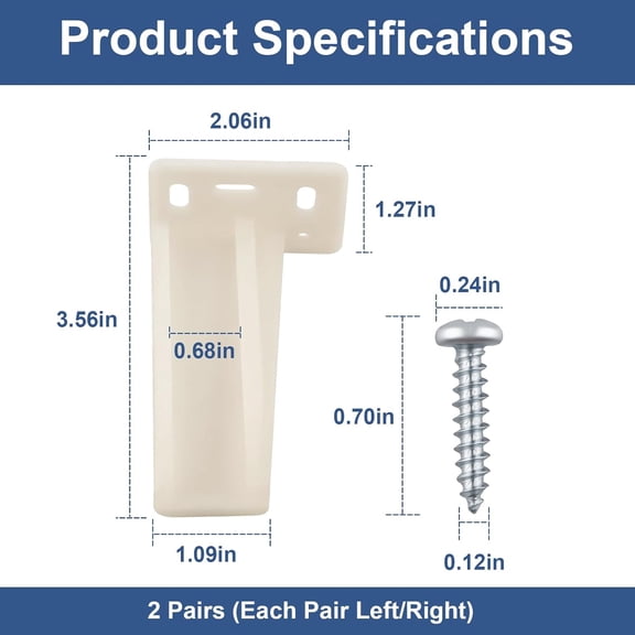 2 pairs of KT HR9000RL rear drawer track socket installation back panel brackets, plastic drawer slide socket back panel brackets suitable for kitchen cabinet drawers, etc., with screws, 2 sets (left