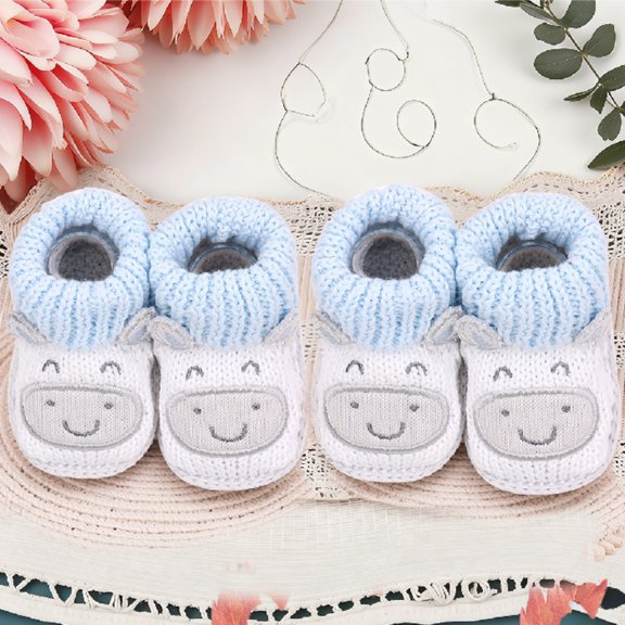 2 pairs unisex annimals Baby Knit Booties - Soft Fleece-Lined Bear Design, Warm Non-Slip Infant Shoes (0-12 Months)