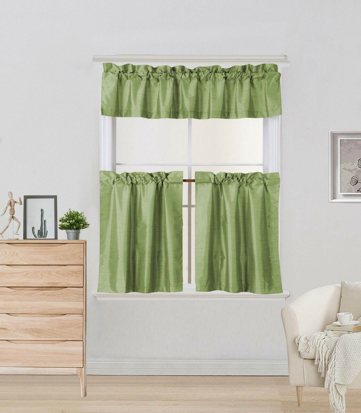 2 panel + 1 valance lined light blocking rod pocket curtain for short