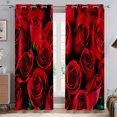 2 panel Rose Flower Printed Curtains for Bedroom Living Room Floorto