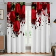 2 panel Rose Flower Printed Curtains for Bedroom Living Room Floorto