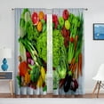 2 panel Vegetable Cucumber Tomato Carrot Printed Curtain for Bedroom