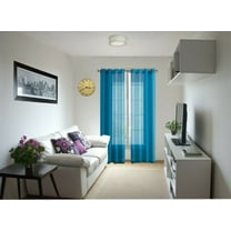 2 panel faux silk solid curtain drapes with grommet 108" total width by 63" Long window sheer panels for any bedroom or patio door non blackout semisheer panels MIRA turquoise