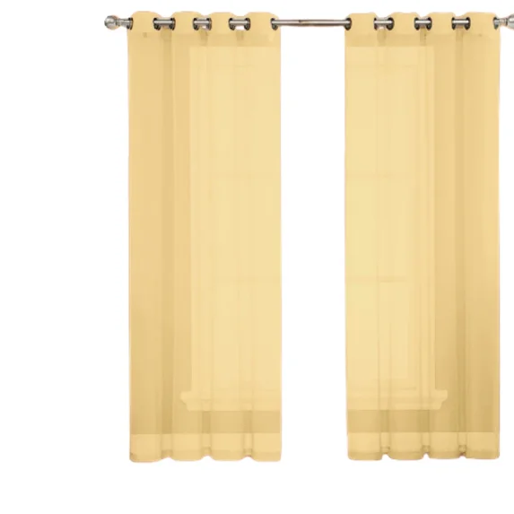 Gorgeous Home Linen Faux Silk Sheer Grommet Curtain Panels 108" x 63" Ruby Gold.