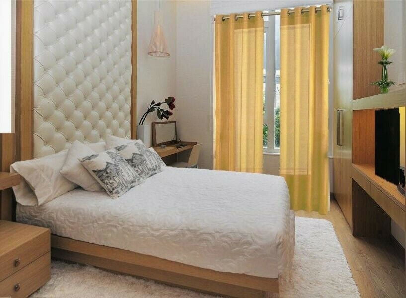 2 panel faux silk solid curtain drapes with grommets 108" total width by 63" long plain solid color for any bedroom or patio door semi-sheer panels ruby gold non blackout