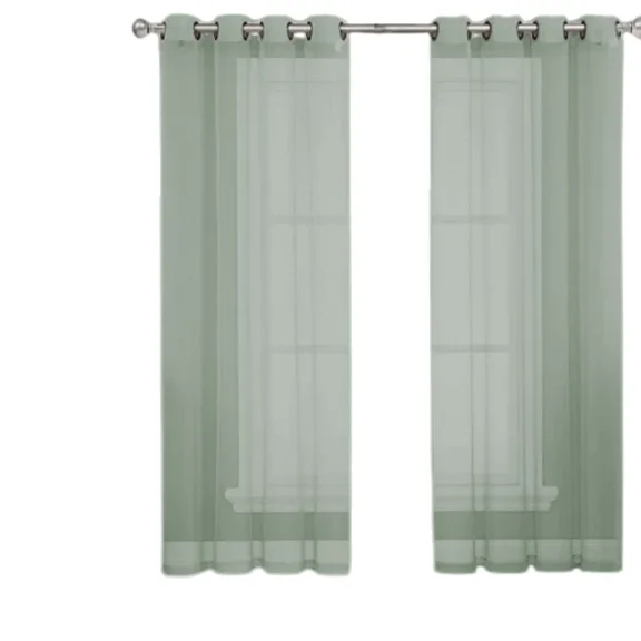 Gorgeous Home Linen Faux Silk Sheer Grommet Curtain Panels 108" x 63" Ruby Silver.
